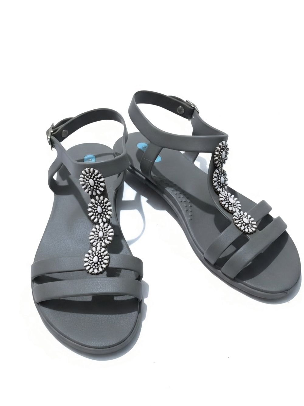OKA b. Green Beaded T-Strap Sandals